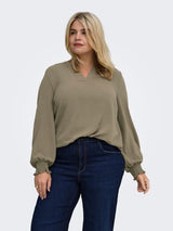 Blouse Lange Mouw Carmetta  V- Neck Walnut