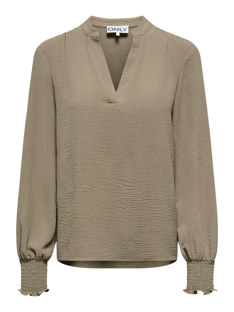 Blouse Lange Mouw Carmetta  V- Neck Walnut