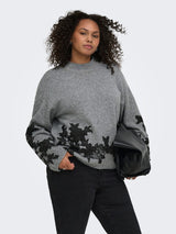 Trui Carlisa Embroidery Medium Grey Melange