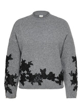 Trui Carlisa Embroidery Medium Grey Melange
