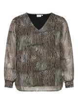 Blouse Carsoey zebra Glitter Taupe Gray