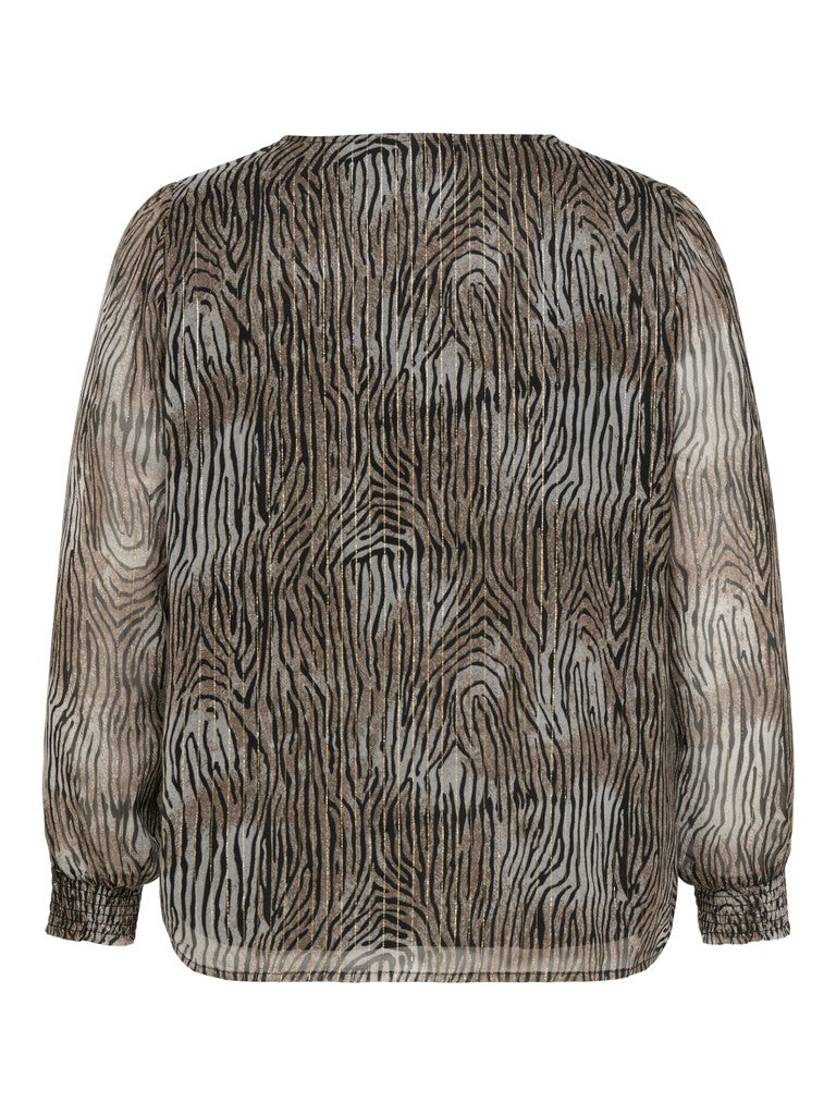 Blouse Carsoey zebra Glitter Taupe Gray