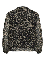 V- Neck Blouse Carasta print leo dots Black / Taupe Grey