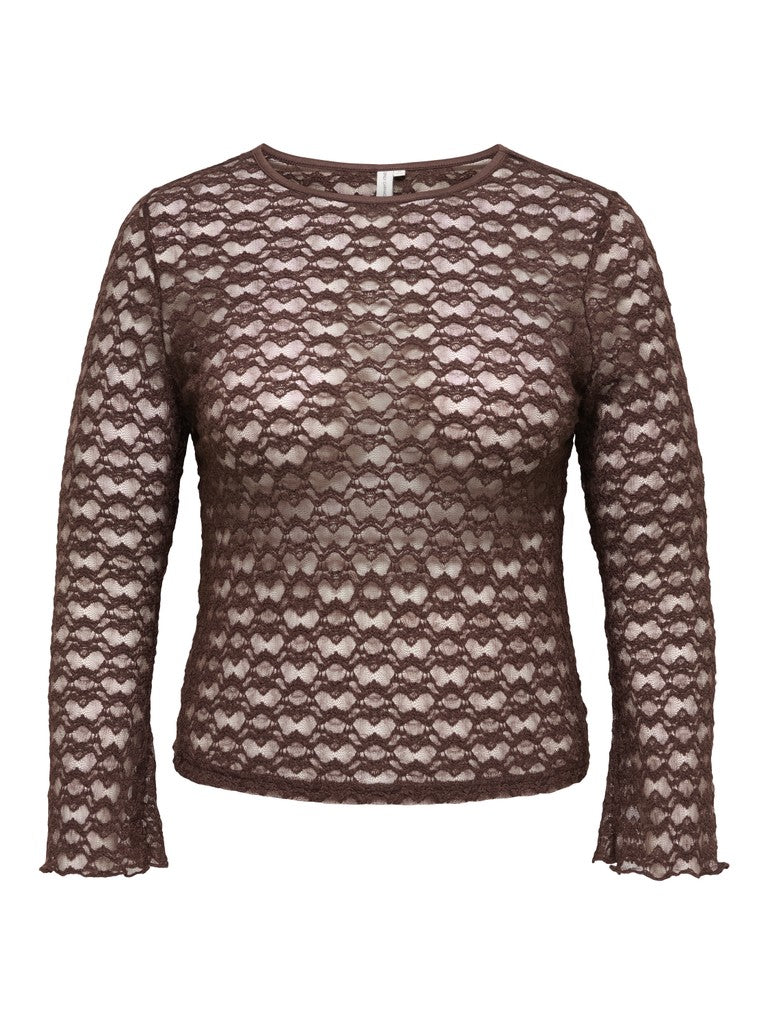 Mesh Lace Shirt Caraya Coffee Bean