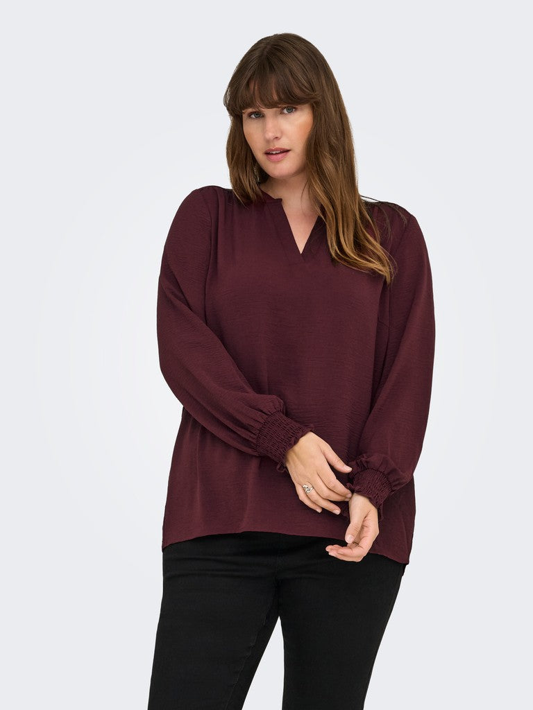 Blouse Lange Mouw Carmetta  V- Neck Tawny Port