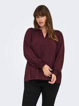 Blouse Lange Mouw Carmetta  V- Neck Tawny Port