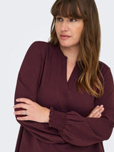 Blouse Lange Mouw Carmetta  V- Neck Tawny Port