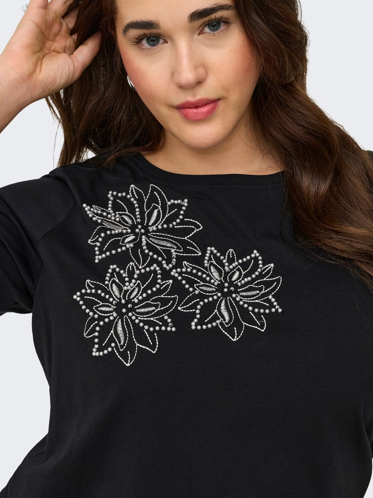 Shirt Cartimon Black Pearl Flower