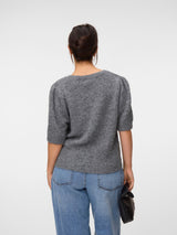 Trui Korte Mouw VMC Claire Embelishment Dark Grey