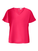 Shirt korte mouw Carmetta V-neck Raspberry