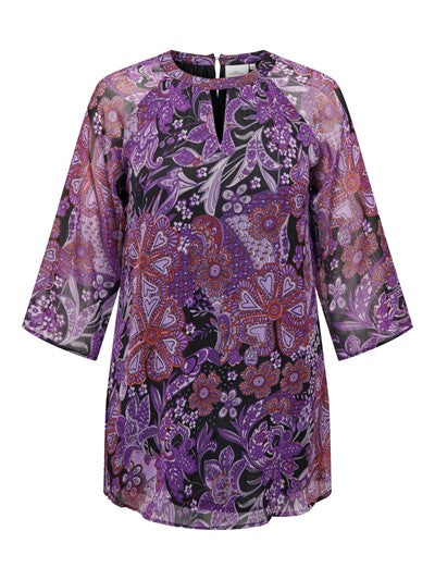 Tuniek Carhowdy 3/4 print lavendel paisley t/m 54