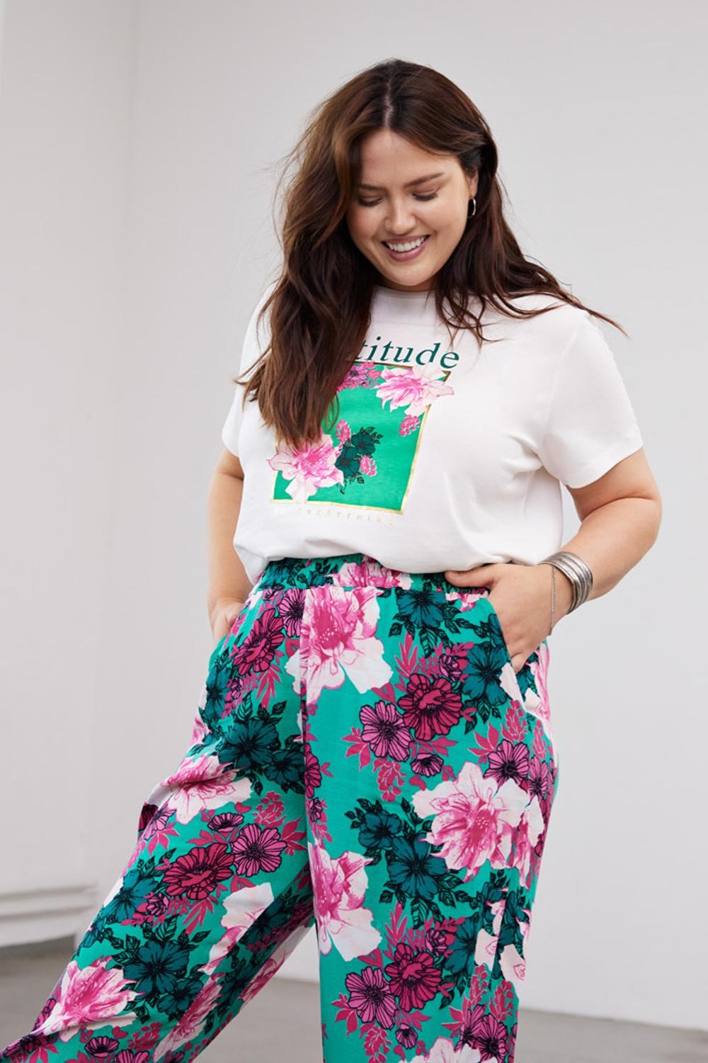 Palazzo Pants Carclea print Sport Flower Deep Mint
