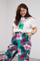 Palazzo Pants Carclea print Sport Flower Deep Mint