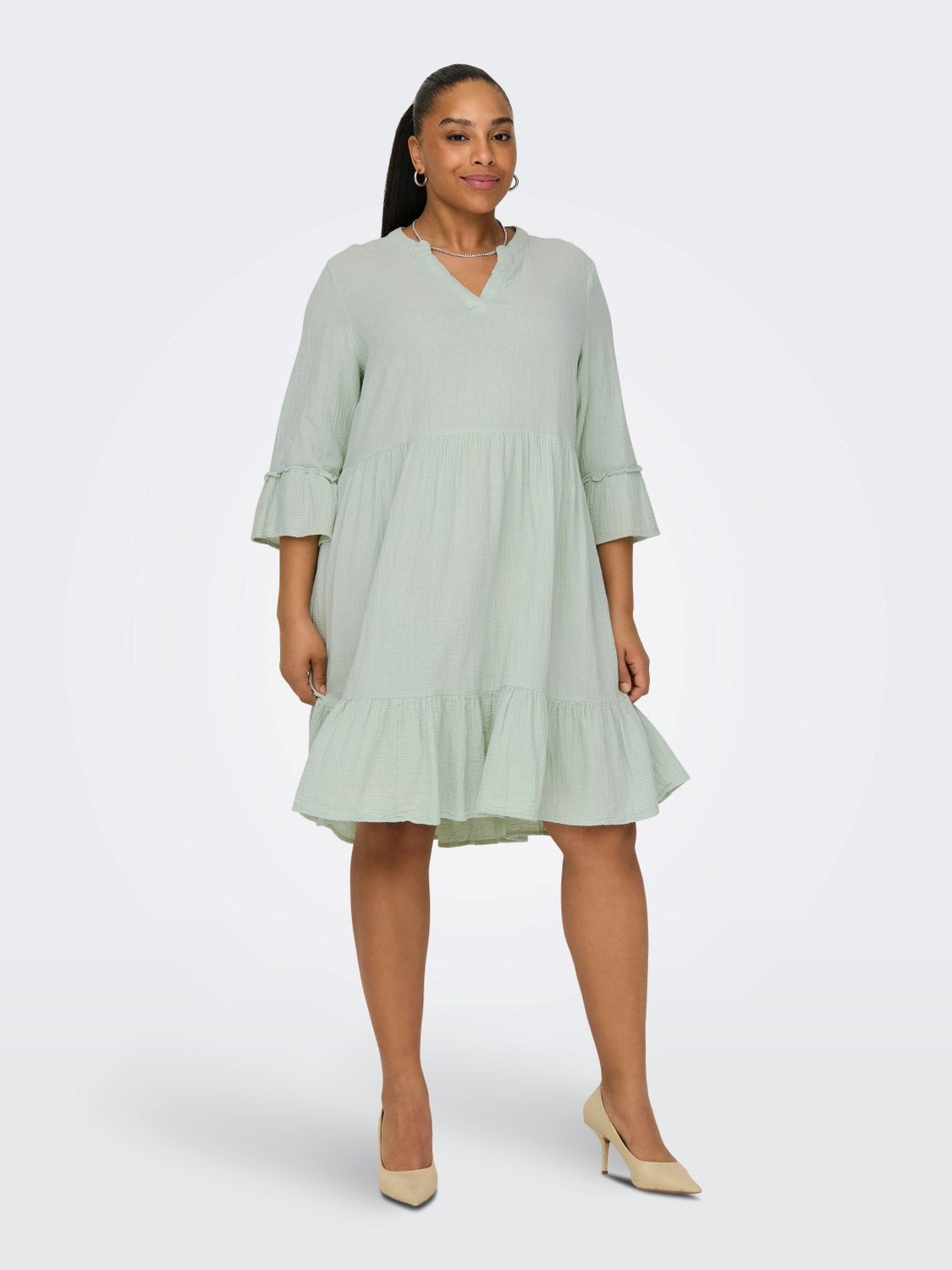 Jurk Carthyra peplum Subtle Green