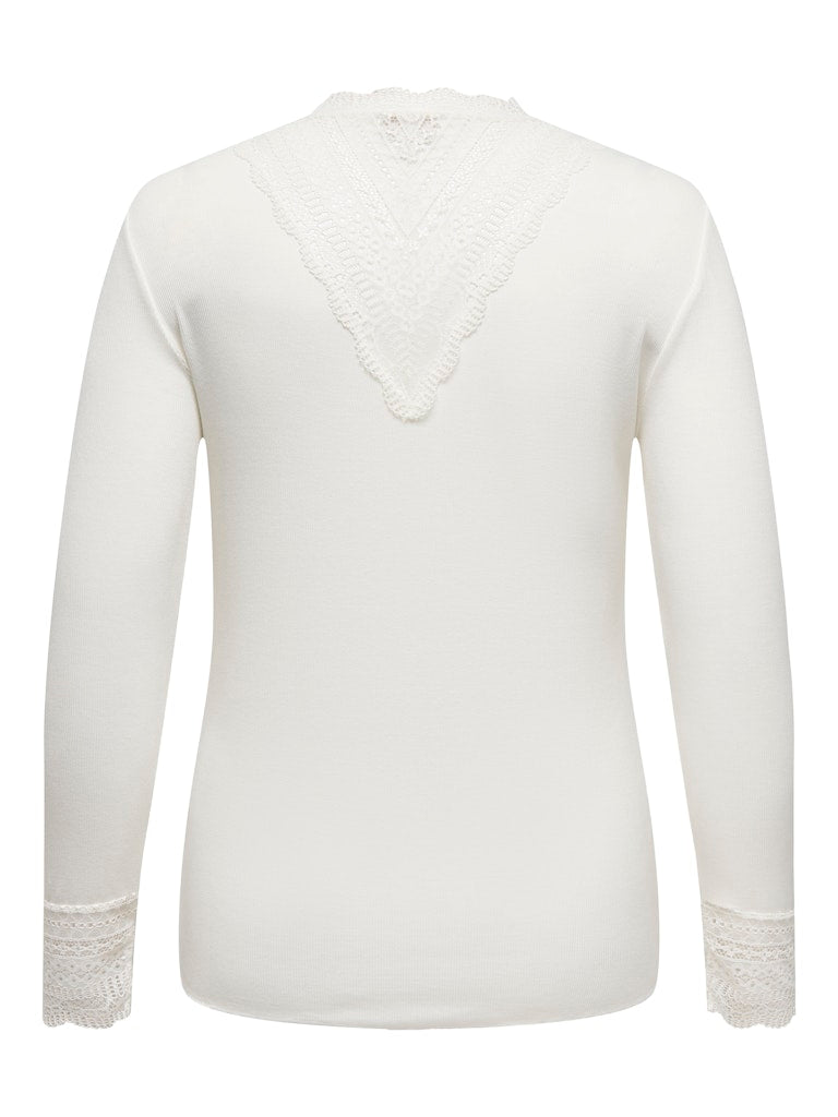 Dunne Trui Cartilde rib lace Cloud Dancer