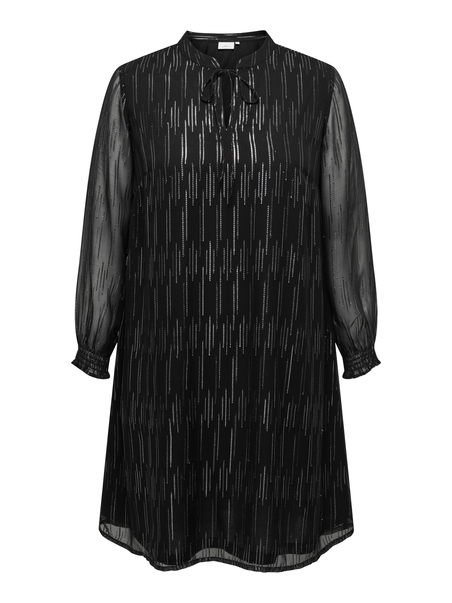 Jurk Carouge Black chiffon silver stripe