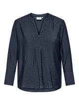 Shirt/Blouse Caranjana V-neck effen Blue Nights
