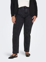 Straight Jeans Caremily HW Stuts Black Washed
