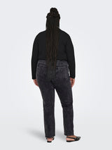 Straight Jeans Caremily HW Stuts Black Washed