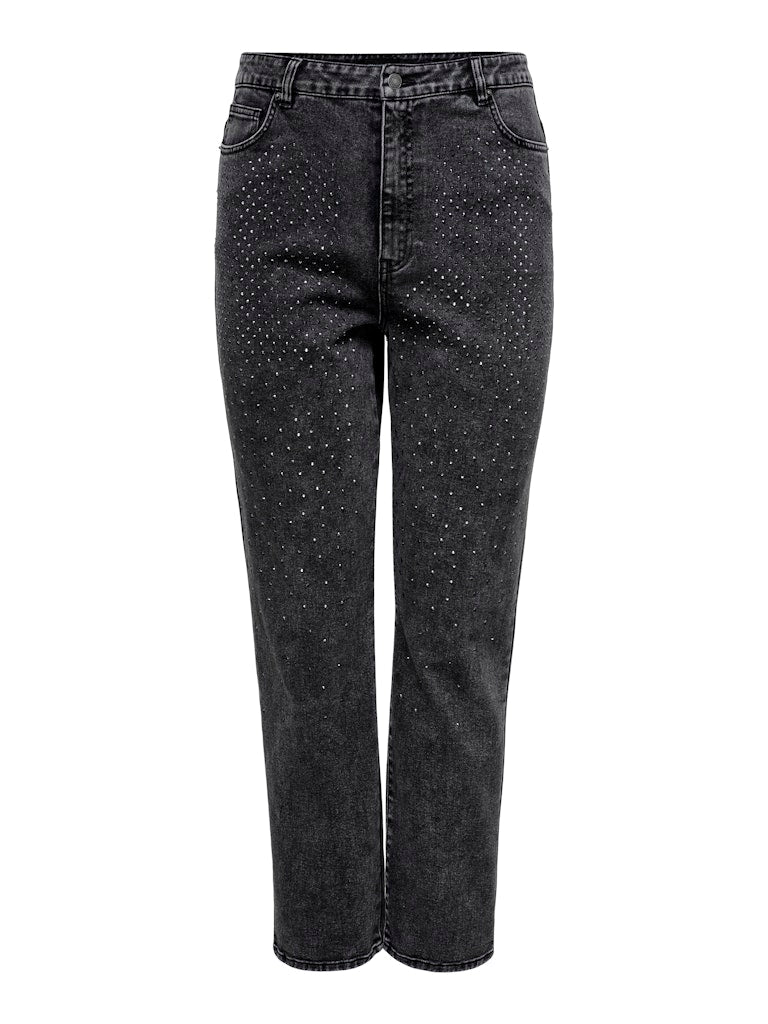 Straight Jeans Caremily HW Stuts Black Washed