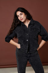 Straight Jeans Caremily HW Stuts Black Washed