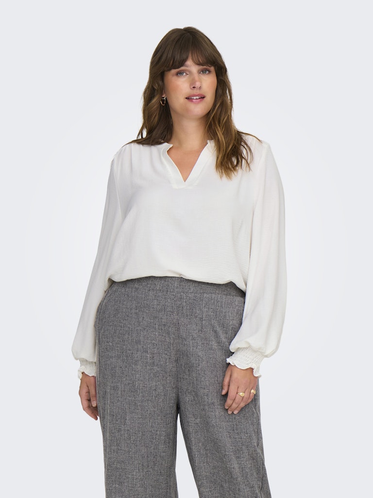 Blouse Lange Mouw  Carmetta V-neck Cloud Dancer