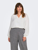Blouse Lange Mouw  Carmetta V-neck Cloud Dancer