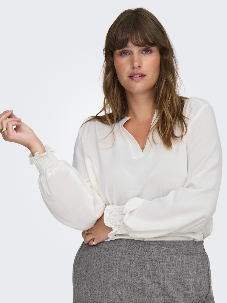 Blouse Lange Mouw  Carmetta V-neck Cloud Dancer
