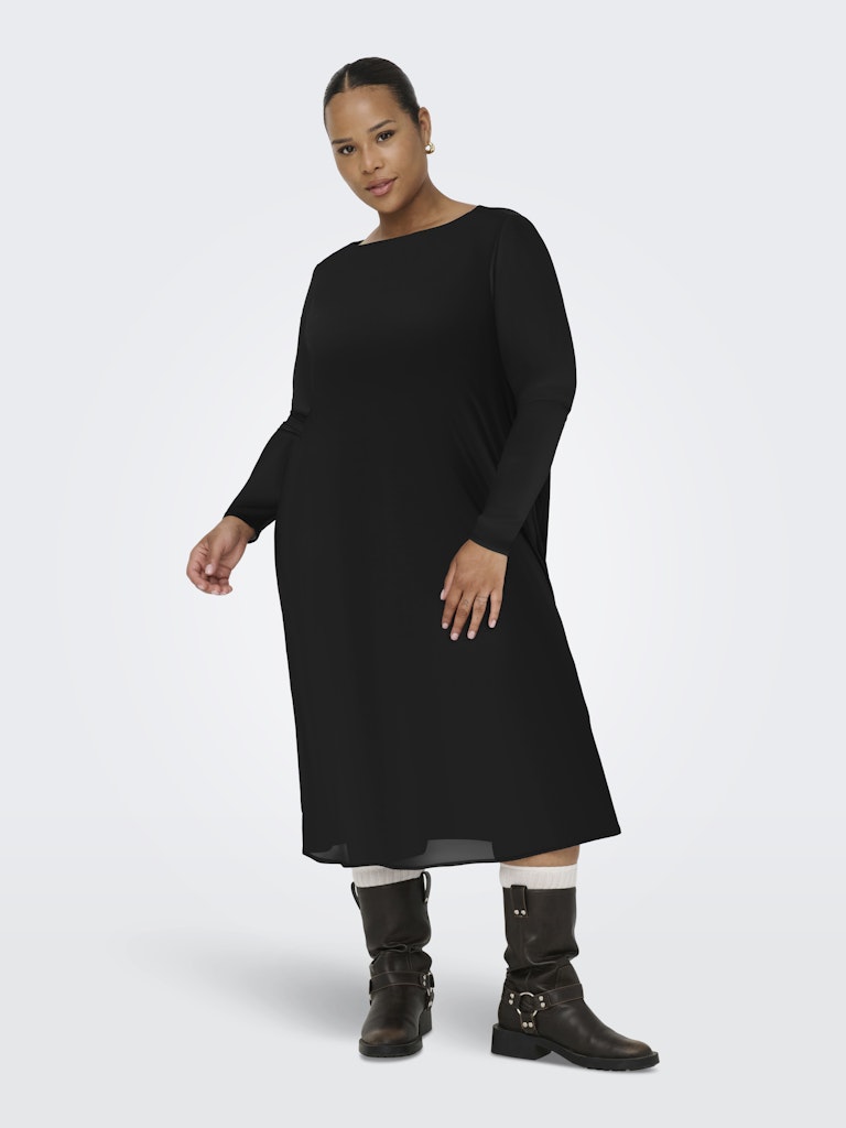 Jurk Boatneck Carforest effen Zwart