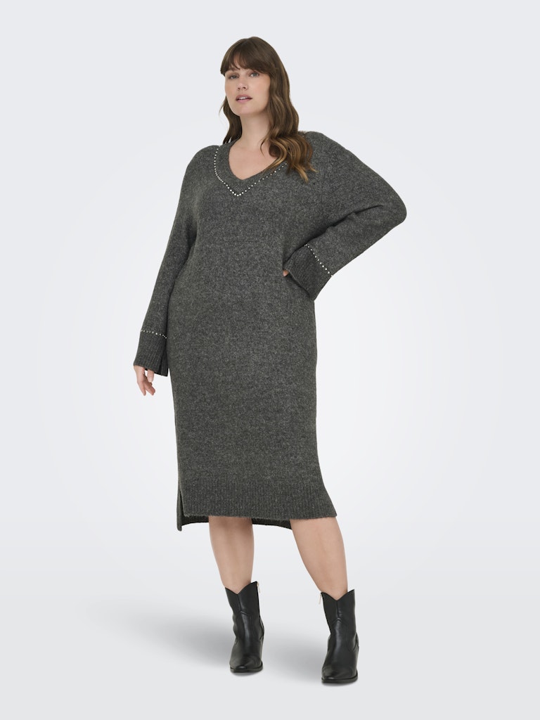 Jurk Trui Carelsie Dark grey melange/silver studs