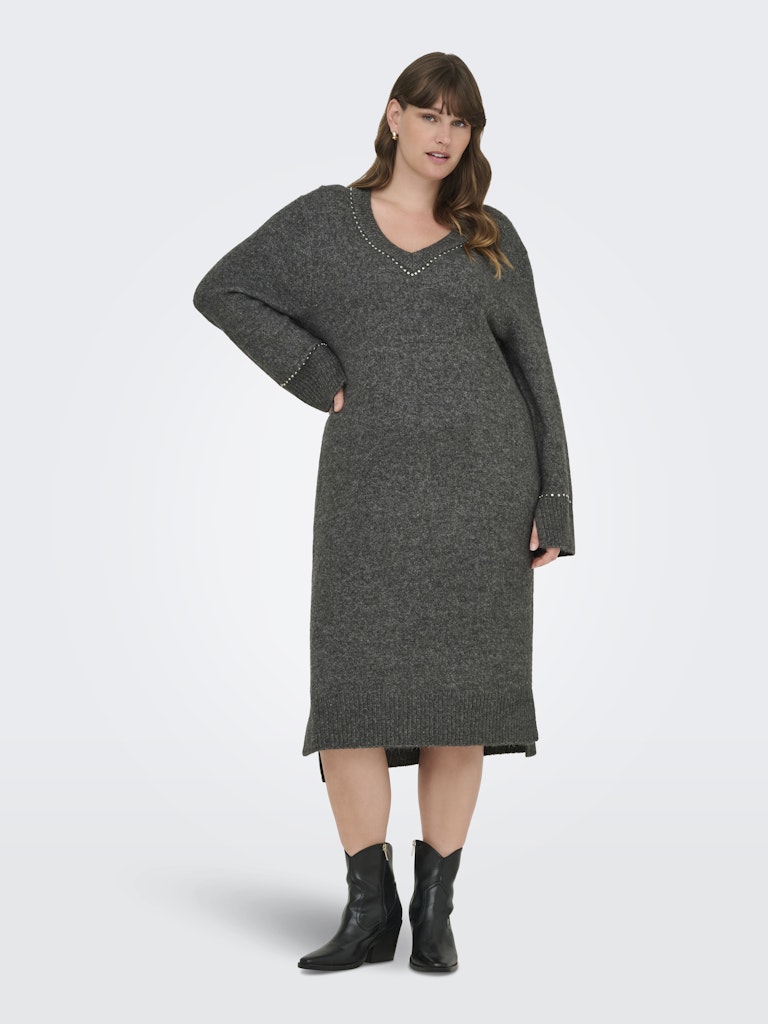 Jurk Trui Carelsie Dark grey melange/silver studs