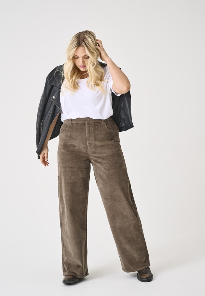 Rib Broek Carhope HW wide Morel