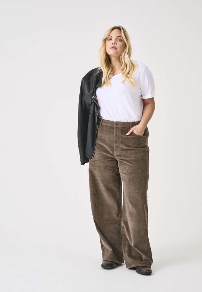 Rib Broek Carhope HW wide Morel