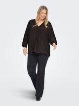 Shirt Carmetta V-neck 3/4 Coffee