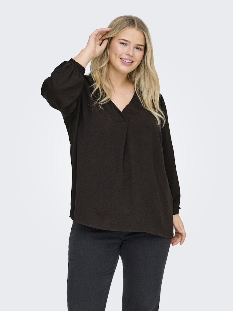 Shirt Carmetta V-neck 3/4 Coffee