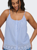 Top Cartulum Button Stripe Serenty/Bright White