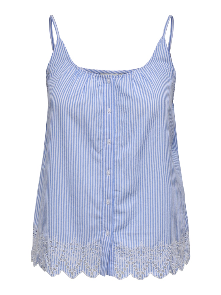 Top Cartulum Button Stripe Serenty/Bright White