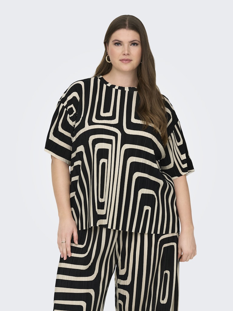 Plisse shirt Carravenna Print Black/Oatmeal