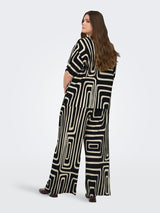 Plisse Broek Carravenna Print Black/Oatmeal