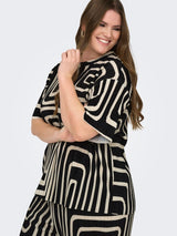 Plisse shirt Carravenna Print Black/Oatmeal