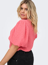 Shirt met pfmouw Careleni Sugar Coral