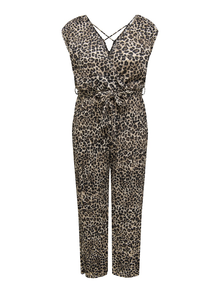 Short Sleeve Jumpsuit Carsafari Print Sand Leopard