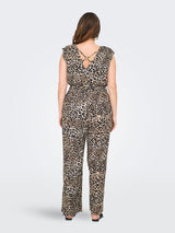 Short Sleeve Jumpsuit Carsafari Print Sand Leopard