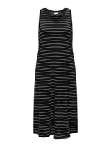 Calf Dress V- Neck Carmay Print Stripe Black