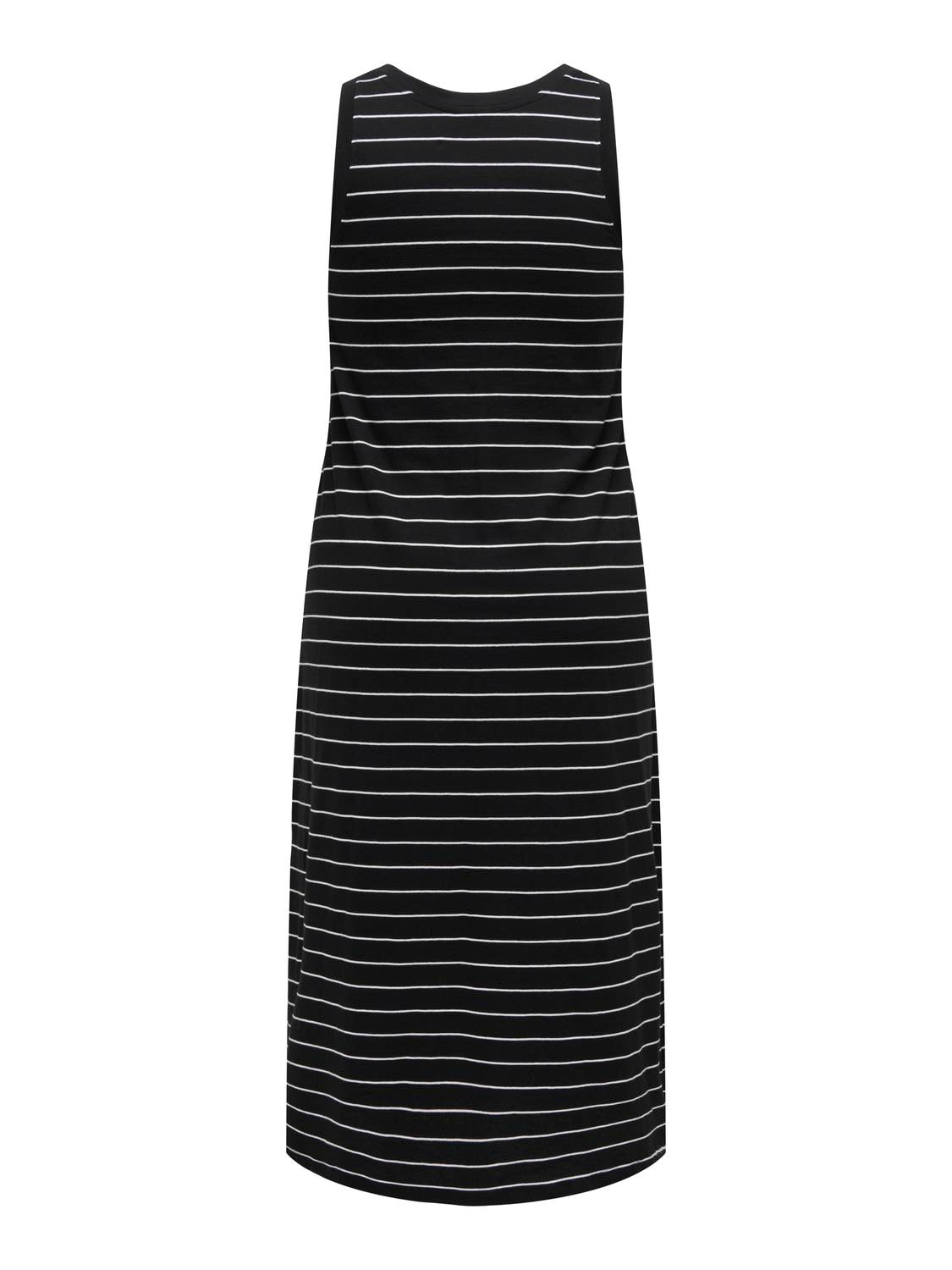 Calf Dress V- Neck Carmay Print Stripe Black