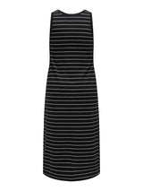 Calf Dress V- Neck Carmay Print Stripe Black
