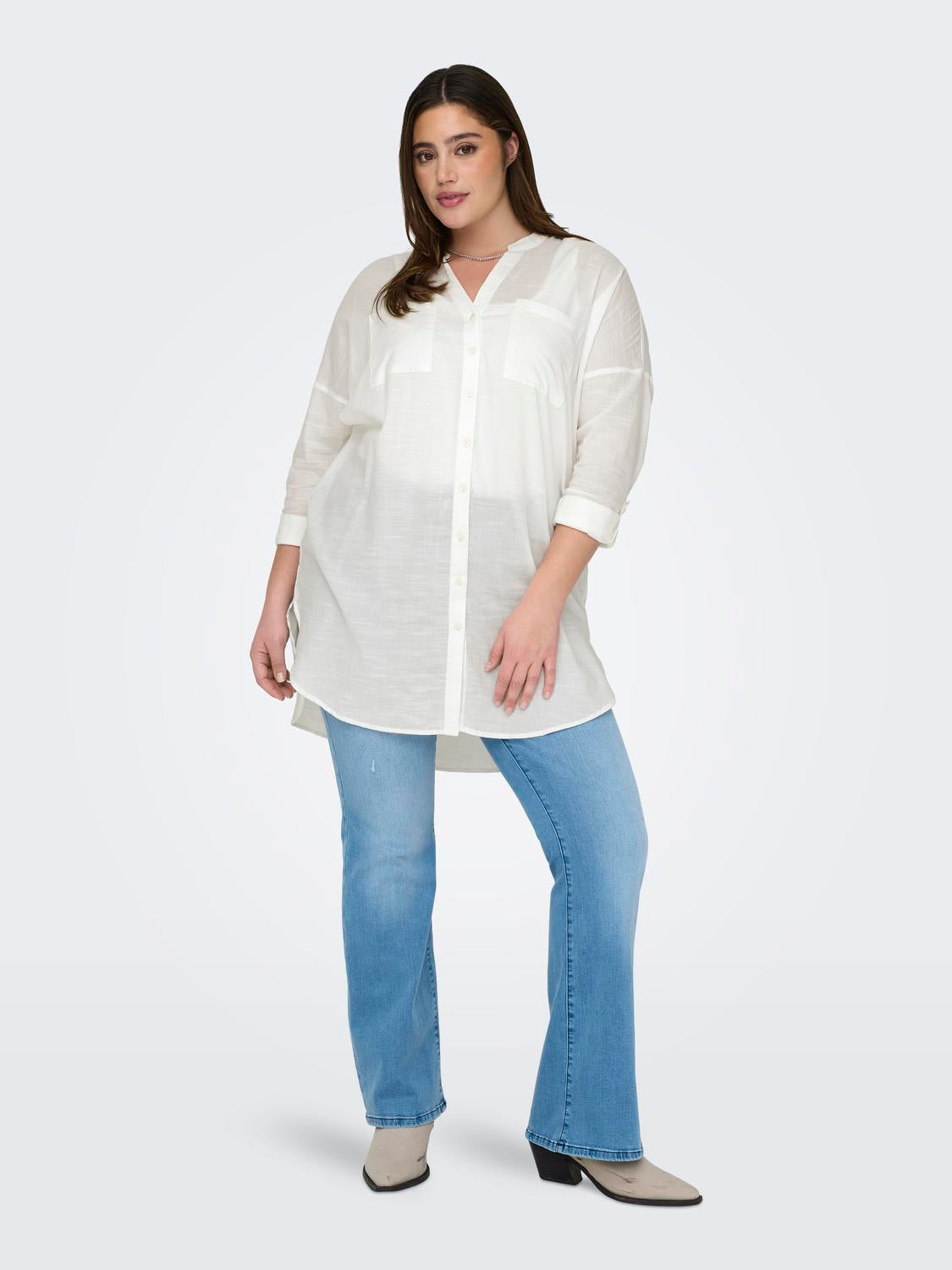 Blouse Carapeldoorn Solid V-Neck Cloud Dancer