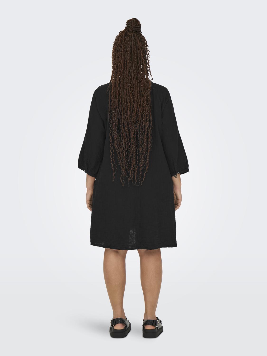 V- Neck Knie jurk Carthyra Zwart