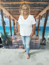 Shirt v-neck Carjen Brigjt White