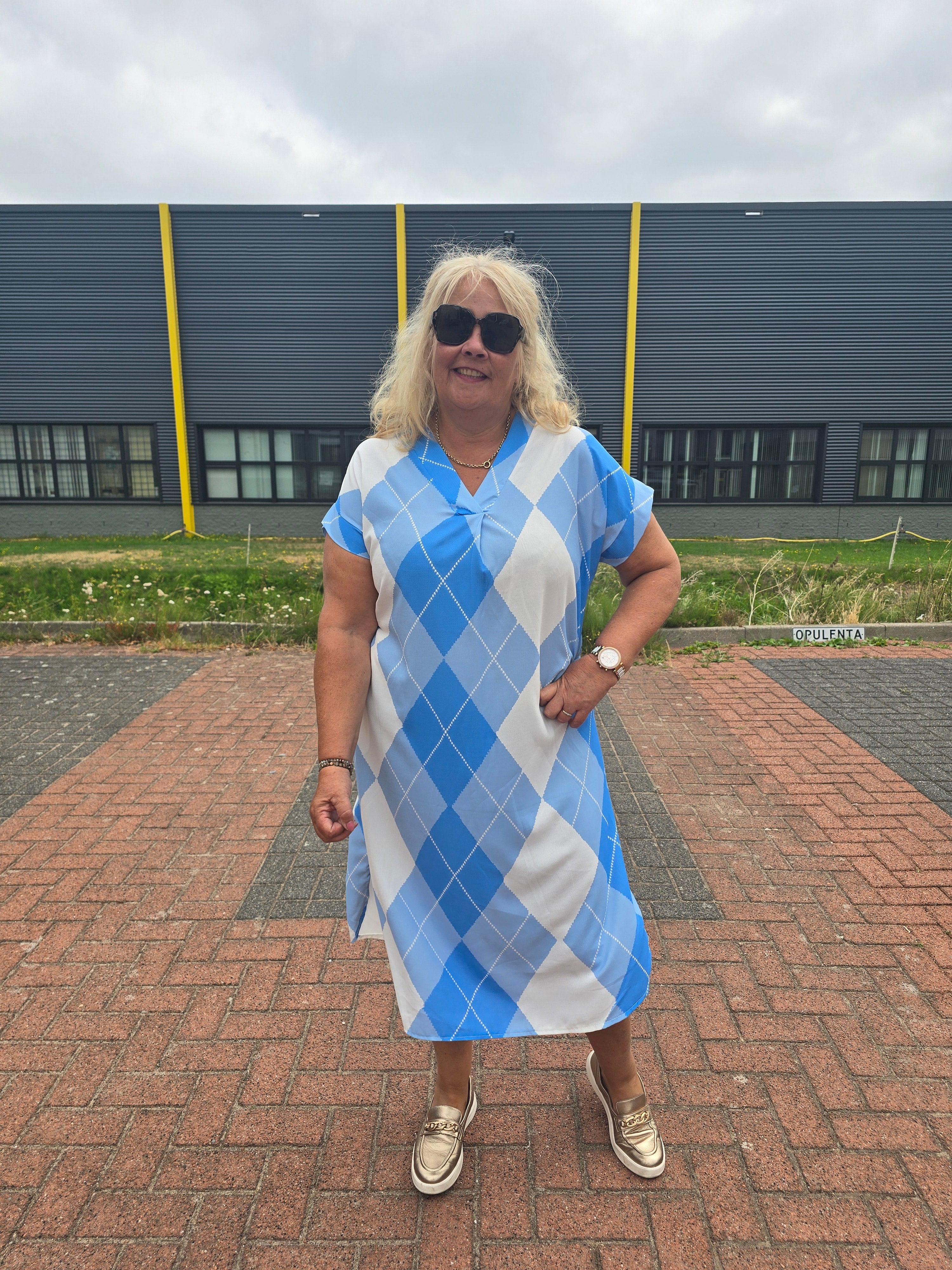Jurk Mika ruit Blauw t/m 48